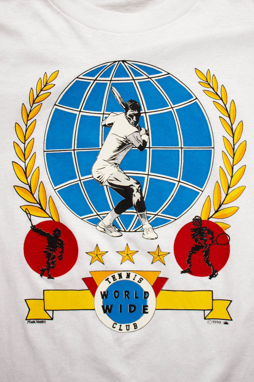 T-shirt Tennis World Wide Club 1990 Single Stitch